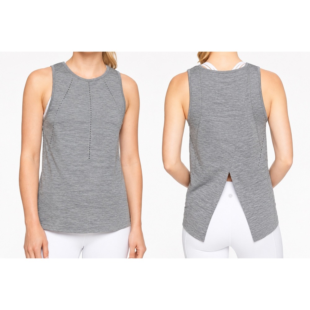 Athleta Foothill Yoga Tank XS Gray Open Back Workout Top Athletic